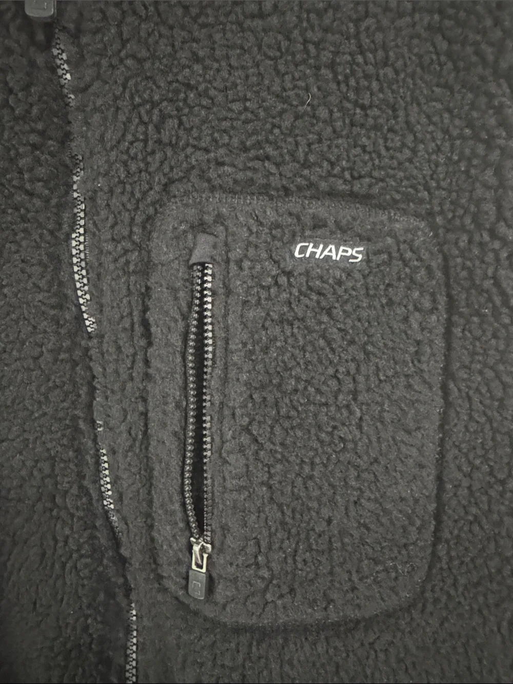 Chaps Black Sherpa Fleece Vest with Red Trim 2XL